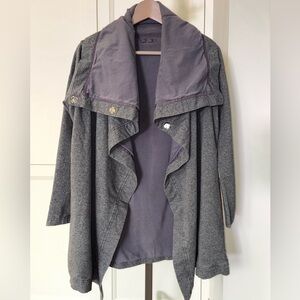 Lululemon Savasana Wrap Gray Draped Open-Front Trench Cardigan Size 8
